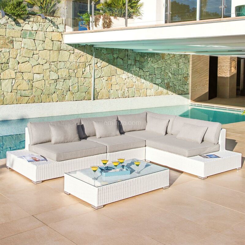 Salon de jardin Palma Blanc - 5 places