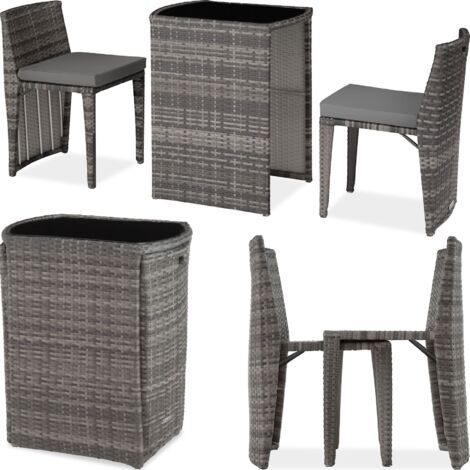 Tectake – Ensemble table et chaises de jardin 2 places – Aluminium résistant aux intempéries – Résine tressée facile d'entretien – Table avec plateau en verre