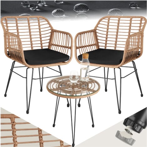 Salon de jardin Pour 2 personnes avec Plateau en verre de sécurité au Design filigrane