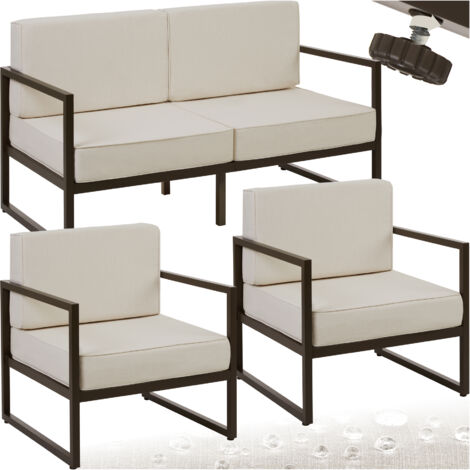 Salon de jardin pour 4 personnes en polyester déperlant beige