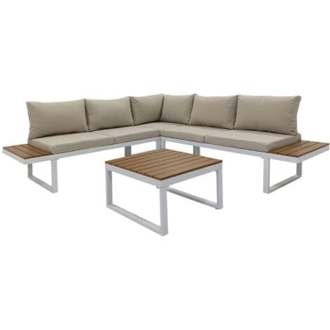 MOBILI REBECCA Salón de jardín Rebecca Mobili Toog 65x134,5x61 Aluminio Polywood Blanco Marrón Moderno CONJUNTO 2 p