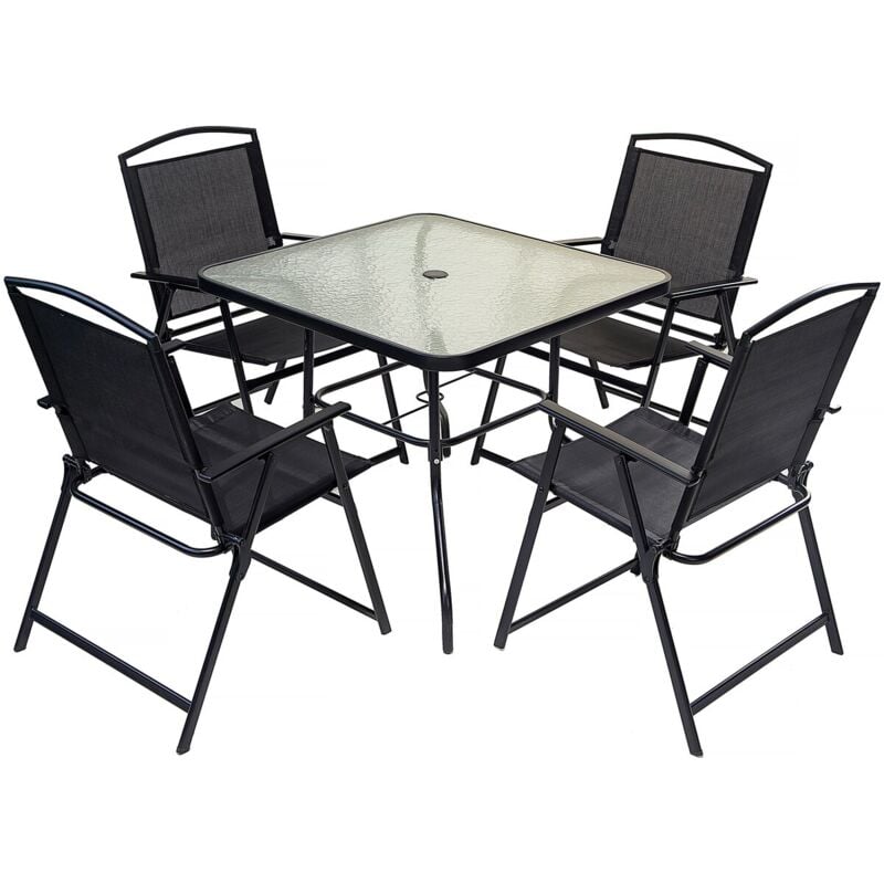 Habitat Et Jardin - Salon de jardin repas en métal 'Maude' - 4 places - Noir