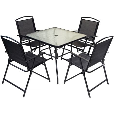 HABITAT ET JARDIN Salon de jardin repas en métal "Maude" - 4 places - Noir
