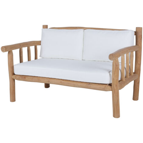 Salon de jardin style bois flotté teck massif GARDEN 3 places (canapé + fauteuil) - 145x90x90 cm - Kayu Meuble