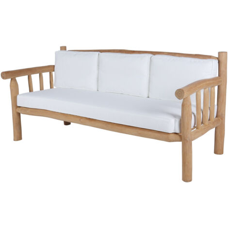 Salon de jardin style bois flotté teck massif GARDEN 4 places (canapé + fauteuil) - 195x90x90 cm - Kayu Meuble