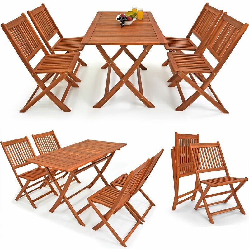 Ensemble de jardin Sydney light en bois d'acacia certifié fsc® Ensemble table et 4 chaises pliables Salon de jardin