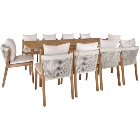 Salon de jardin table et 10 chaises en acacia, FIDJI