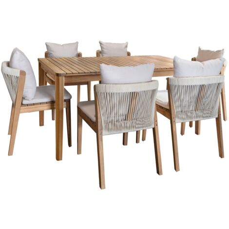 Salon de jardin table et 6 chaises en acacia, FIDJI