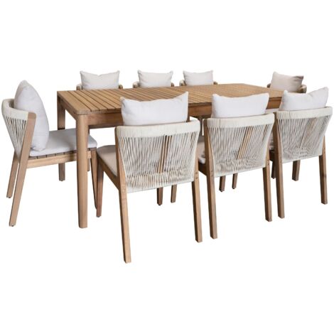 Salon de jardin table et 8 chaises en acacia, FIDJI