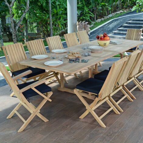 Salon De Jardin Teck Ecograde Malaga 10 Chaises Et 2 Fauteuils