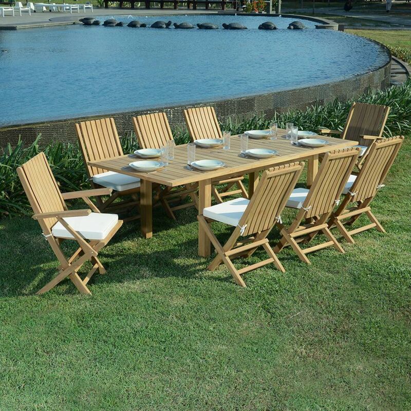 Salon de jardin teck massif Pondichery, 8 places