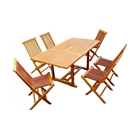 Table et chaises de jardin 8 places Teck