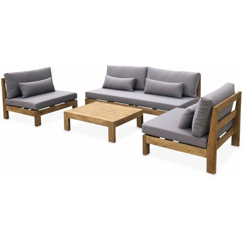 Salon de jardin xxl en bois brossé. effet blanchi – bahia – .5 places Bois / Anthracite