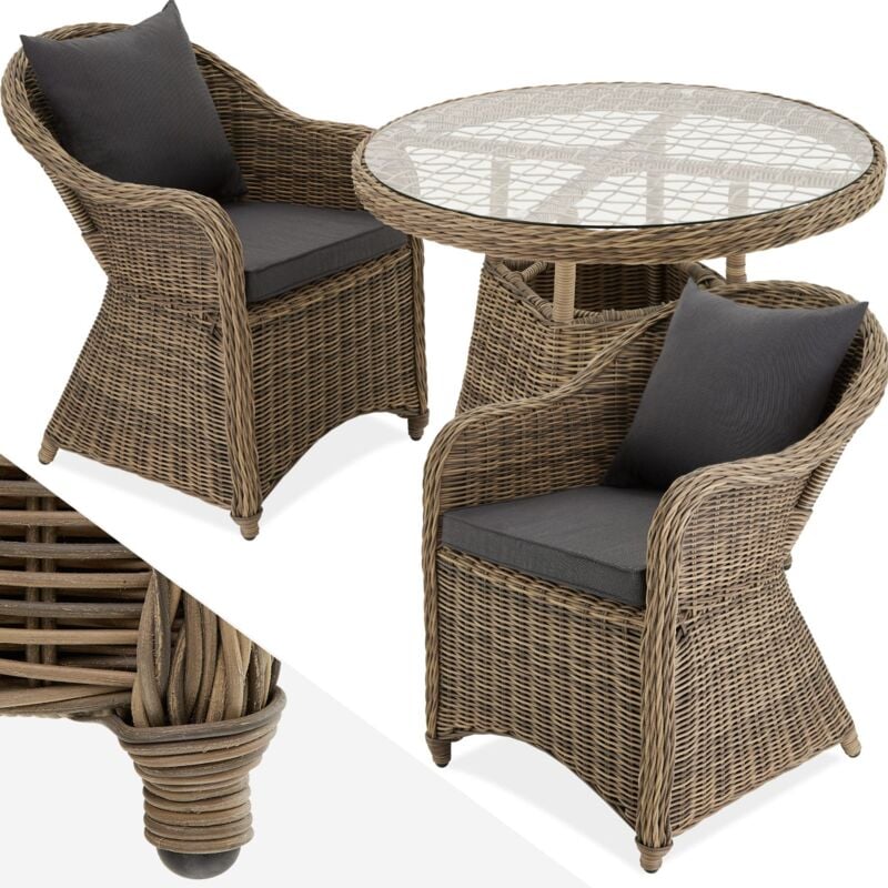 Tectake - Salon de jardin Avec cadre en aluminium avec Plateau en verre de sécurité Chaises préassemblées
