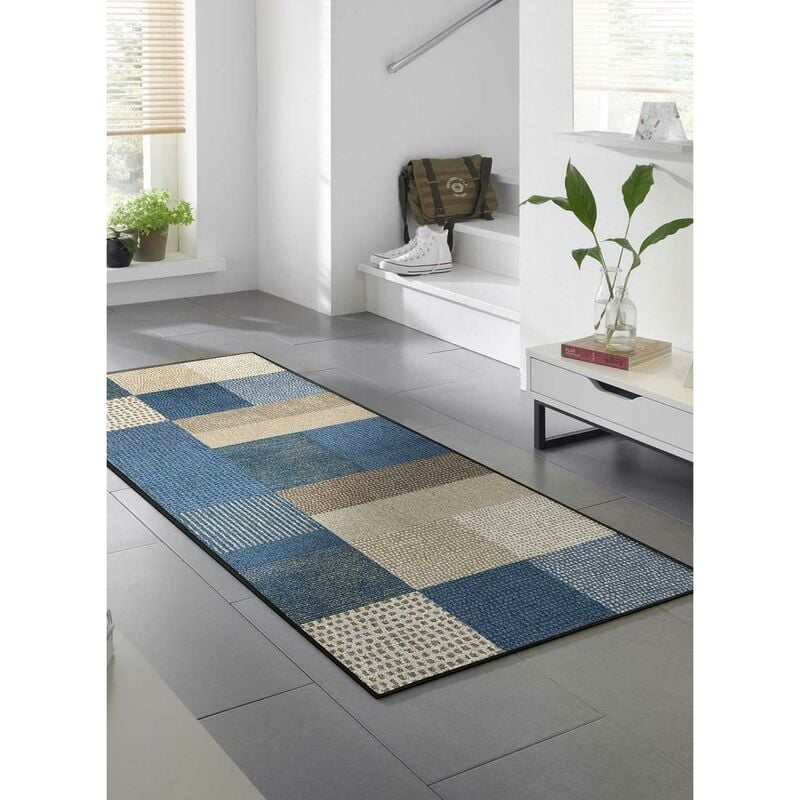 

Alfombra moderna Lanania KT en poliamida azul - Bleu
