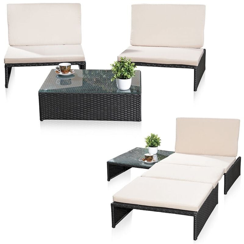 Salon des sièges meubles de jardin, groupe de jardin, 2 fauteuils table en rotin