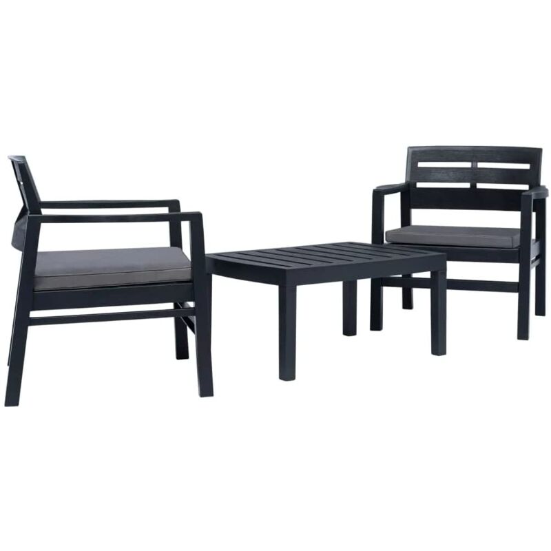 Progarden - Salon extérieur anthracite 2 sièges dans les fauteuils en résine avec coussins et table Lombok Progarden - Salon extérieur anthracite 2 sièges dans les fauteuils en résine avec coussins et table Lombok