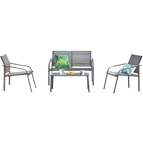 Salon De Jardin Aluminium Et Plateau Aspect Ciment 8 Places TEMARA