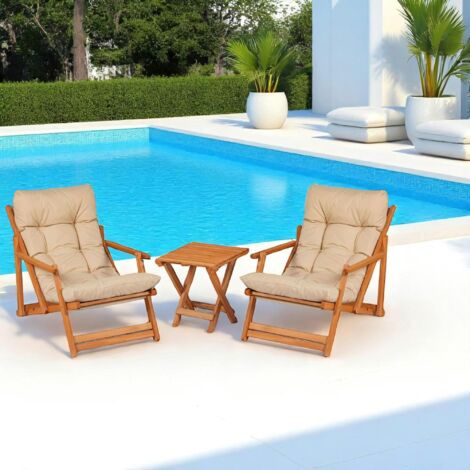 Salon jardin détente beige - 2 assises confort SORA