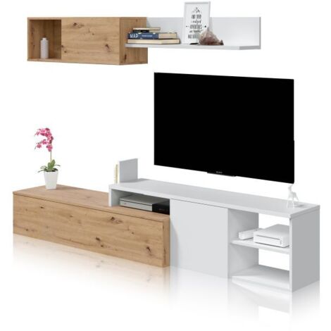 Salón Kate Blanco Artik (Blanco Mate) - Roble Nodi (ancho) x 44cm (alto)
