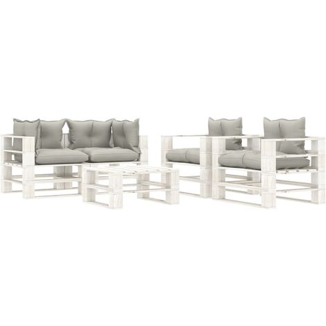 Salon palette de jardin 5 pcs - Moderne - Meuble de jardin avec coussins taupe Bois Balcon 4855