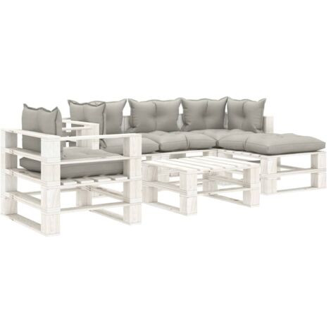 vidaXL Bois Salon Palette de Jardin 6 pcs avec Coussins Patio Multicolore