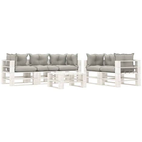 Salon palette de jardin 6 pcs - Moderne - Meuble de jardin avec coussins taupe Bois Balcon 2814