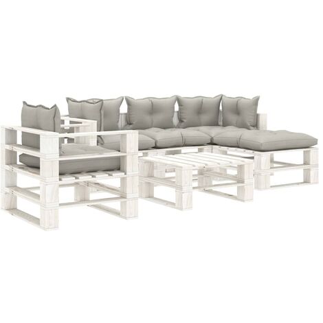 Salon palette de jardin 6 pcs - Moderne - Meuble de jardin avec coussins taupe Bois Balcon 3157