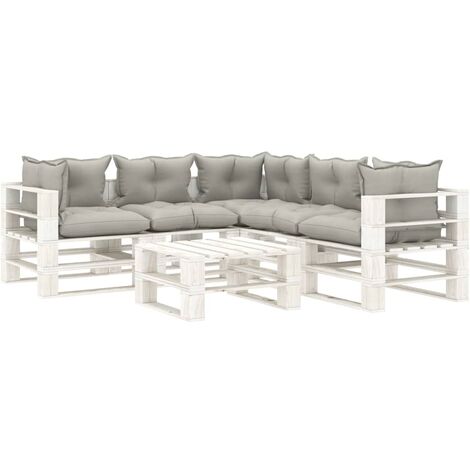 Salon palette de jardin 6 pcs - Moderne - Meuble de jardin avec coussins taupe Bois Balcon 5405