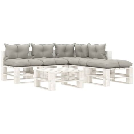 Salon palette de jardin 6 pcs - Moderne - Meuble de jardin avec coussins taupe Bois Balcon 6676