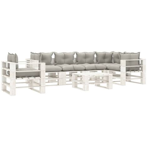 Salon palette de jardin 7 pcs - Moderne - Meuble de jardin avec coussins taupe Bois Balcon 9627