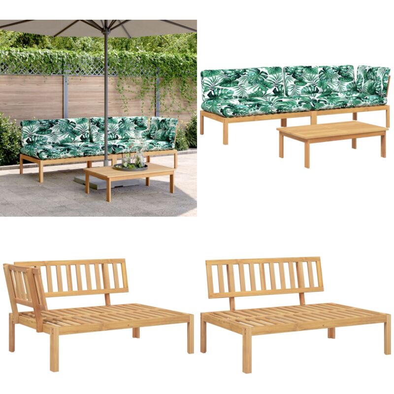 Salon palette de jardin avec coussins 3pcs bois d'acacia massif - Canapé De Jardin - Salon De Jardin - Meuble De Jardin - Mobilier De Jardin - Acacia