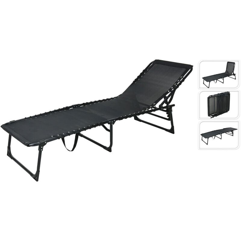 NO DISPONIBLE 90555 FOLDING METALLIC LOunger Black, Multicolour, Standard