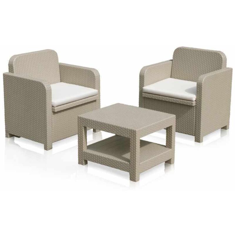 Salon de Jardin et Fauteuils extérieurs Grand Soleil Giglio Bar Poly-Rotin 2 Places - Beige Salon de Jardin et Fauteuils extérieurs Grand Soleil Giglio Bar Poly-Rotin 2 Places - Beige