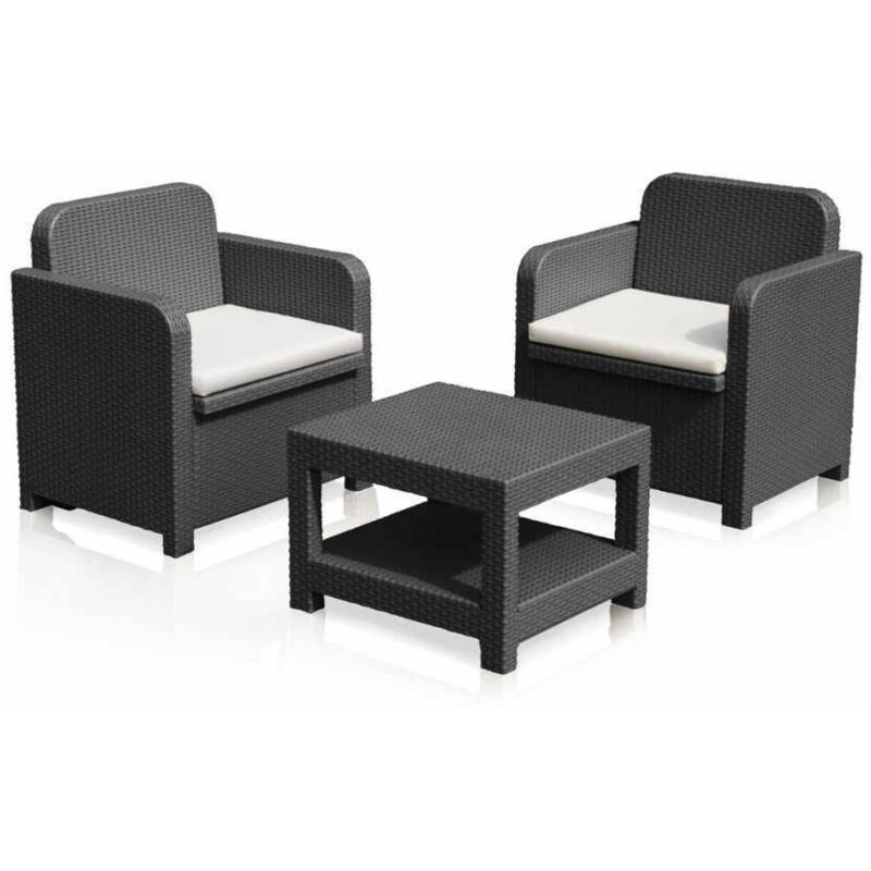 Salon de Jardin et Fauteuils extérieurs Grand Soleil Giglio Bar Poly-Rotin 2 Places - Noir Salon de Jardin et Fauteuils extérieurs Grand Soleil Giglio Bar Poly-Rotin 2 Places - Noir
