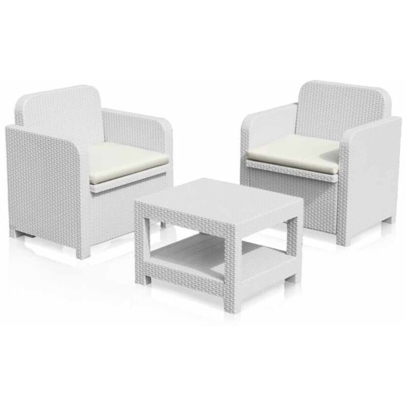 Grand Soleil – Salon de jardin 2 places en polyrotin – Fauteuils avec coussins amovibles – Résistant aux intempéries et UV – Design Made in Italy Grand Soleil – Salon de jardin 2 places en polyrotin – Fauteuils avec coussins amovibles – Résistant aux intempéries et UV – Design Made in Italy