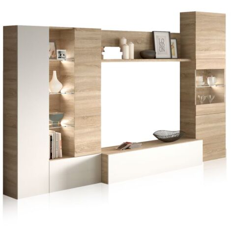 Salón Vinter Leds Blanco - Roble (ancho) x 185cm (alto)