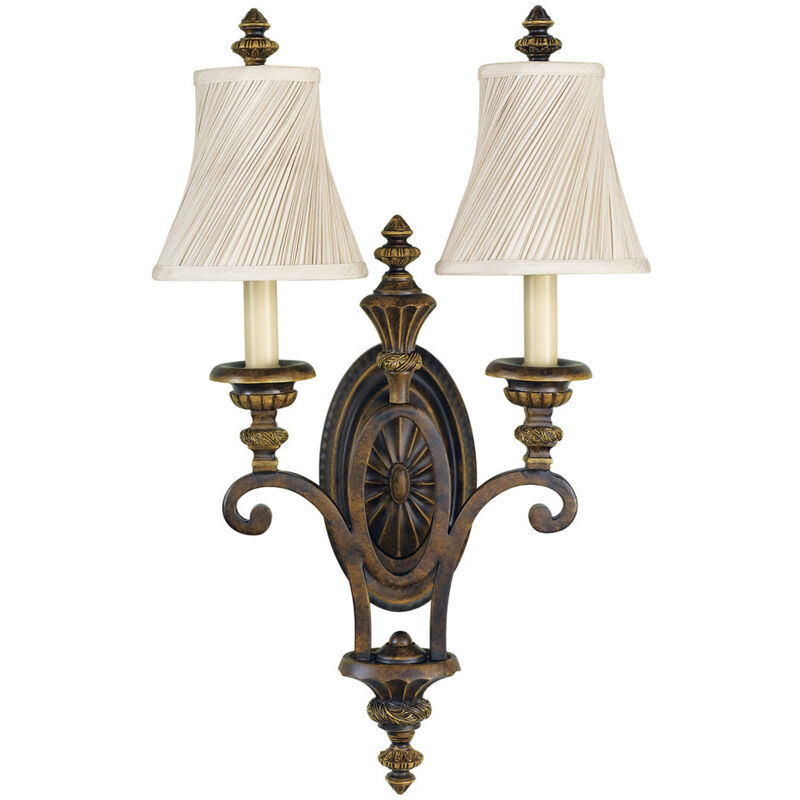 Elstead - Drawing Room - 2 Licht Innenkerze Wandleuchte Walnuss, E27
