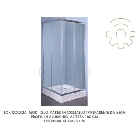Salone – Paroi de douche Iglo mur verre transparent 5mm – Hauteur 185 cm – Extensibilité 68 à 70 cm – Design moderne et épuré