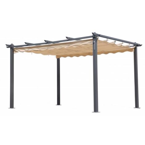 Salone – Pergola en aluminium 3x4x2,3 m – Toit rétractable en polyester 180 g/m² – Poteaux 90x90 mm – Pour patios et terrasses
