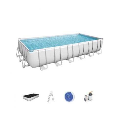 Salone – Piscine hors sol rectangulaire 732x366x132 cm – Pompe à filtre à sable incluse – Échelle d'accès – Pour baignade familiale