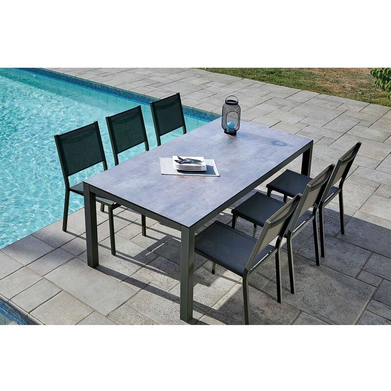 Salon de jardin avec plateau hpl Gris clair 200x90x74 cm