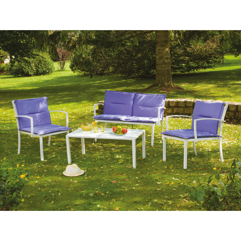 Salon De Jardin Avec Coussins Bleu 96 X 50 X 42 Cm 1098478hm68334