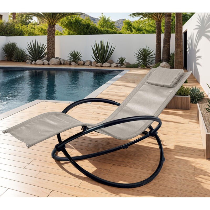 Elypse - Transat de jardin pliant - acier - Ecru