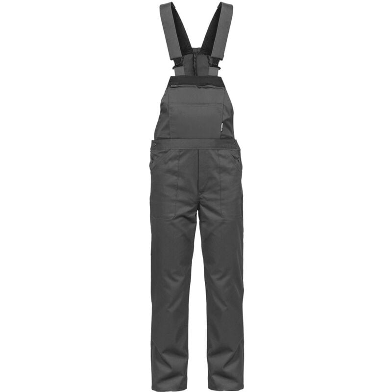 Salopette de travail Gris Noir Taille 44 Polyester / Coton 7 poches Sangles épaules reglables VITO