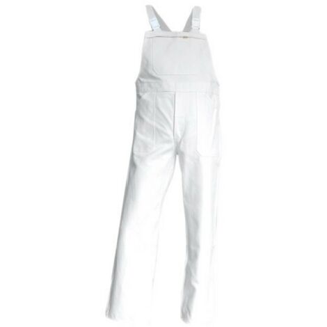 Salopette de Travail Peintre / Platrier / Plaquiste 100% Coton Blanc Brosse - LMA Blanc