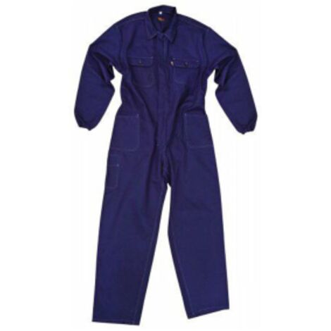 Salopette en coton multi-poches Oeko-Tex avec fermeture e'clair bleue taille 54 pour me'canicien et e'lectricien Blu 54