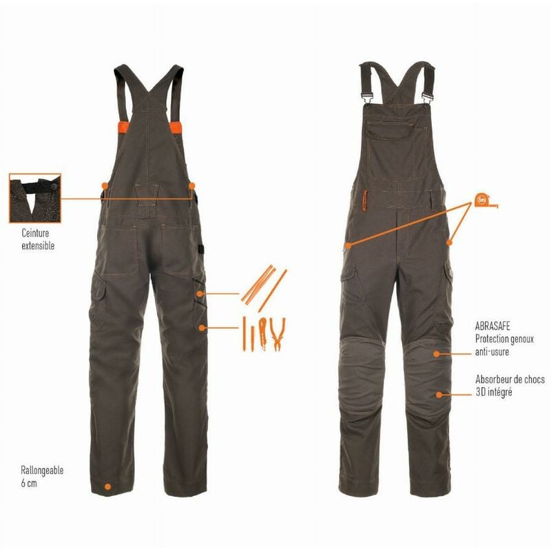 Salopette homme zag Bosseur Taille 38 - Noisette - 11502-020