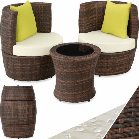 Grigio TecTake 800756 Poli Rattan Set di Mobili Arredamento Giardino Sgabelli per Arredo Diversi Colori - Tavolo con Piastra di Vetro