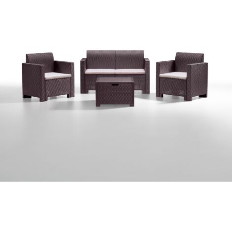 Salottino in resina mod. New Star colore antracite cuscini sfoderabili M0370-03